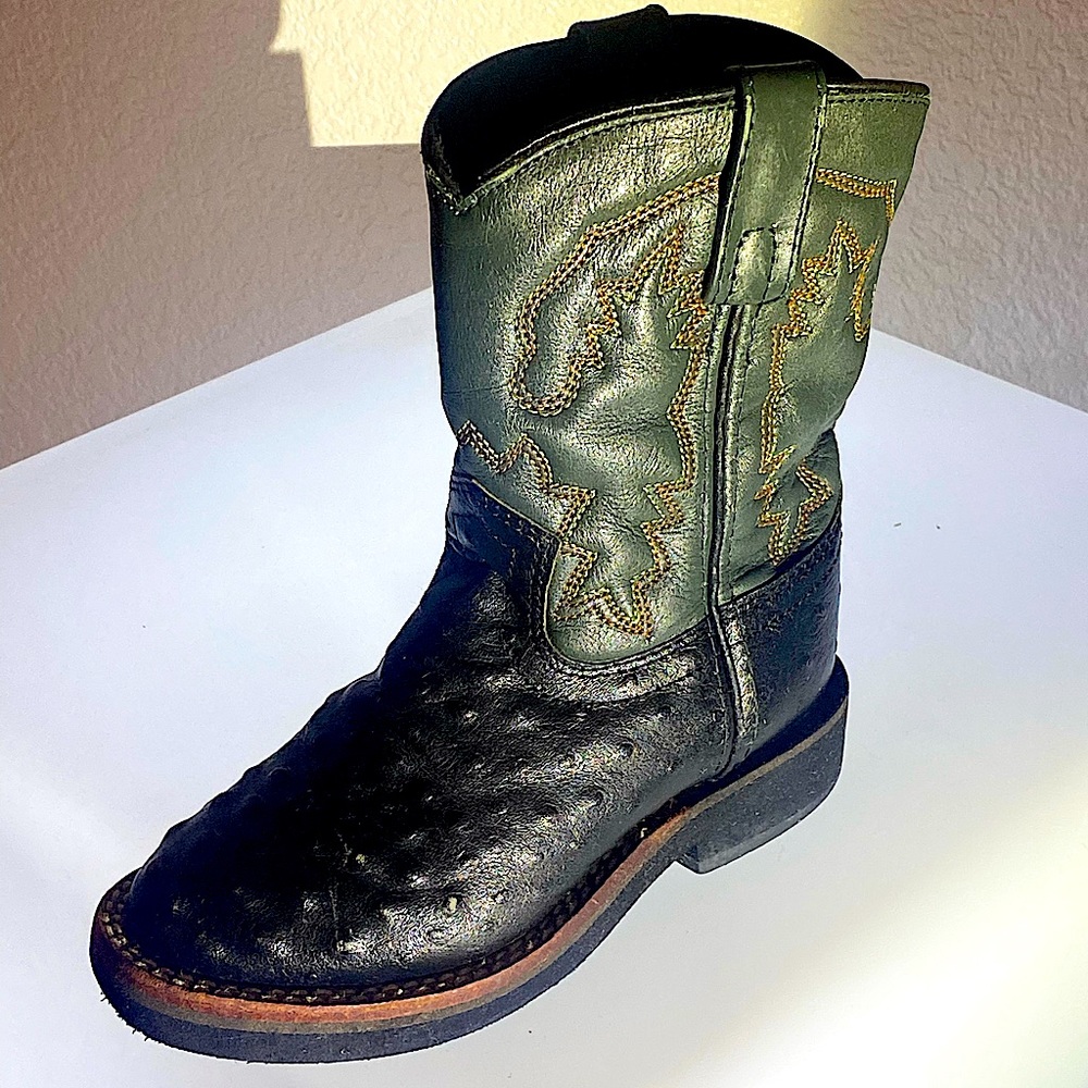 Smoky Mountain Gray & Black Ostrich Western Boots Kids size 12